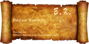 Becze Korvin névjegykártya